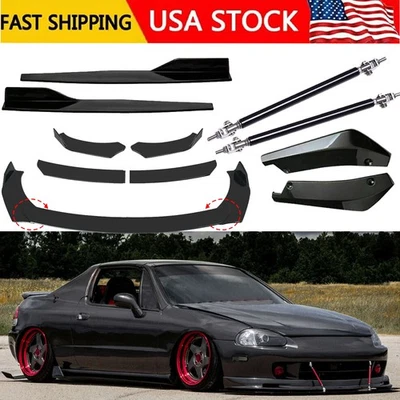 For Honda Civic Del Sol Front Bumper Lip Spoiler+Side Skirt+Rear Lip+Strut Rods - Imagem 1 de 4