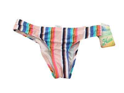 Hobie Womens Striped Colors Shirred Cheeky Bikini Swim Bottom Size Small NWT B1 - Image 1 of 4