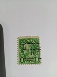 Green Benjamin Franklin 1 Cent US STAMP canceled w/ slogan U.S. SAVINGS BONDS📬 - Picture 1 of 10