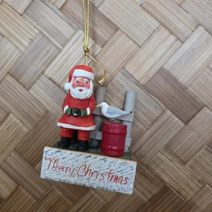 Adorno de pueblo de Navidad de Papá Noel muelle de Papá Noel gaviota decoración navideña vintage - Imagen 1 de 6
