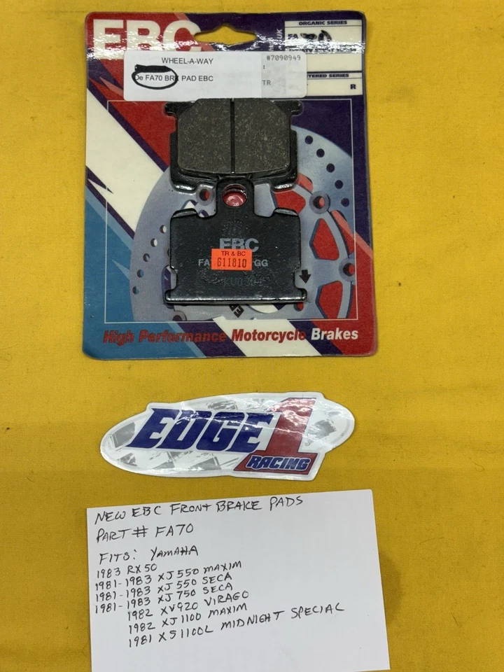 FA70 EBC PASTILLAS FRENO DELANTERAS YAMAHA 550 MAXIM, 550 SECA, XJ1100 MAXIM, XV920 VIRAGO Foto 1 de 1