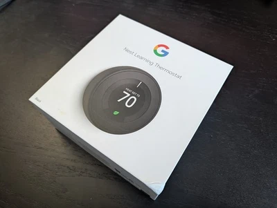 Nest 3rd Generation Learning Black Programmable Thermostat T3016US - Image 1 of 4