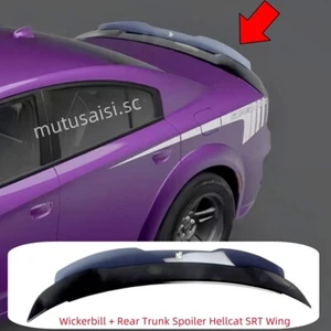 FOR DODGE CHARGER 2011-23 REAR TRUNK HELLCAT SRT STYLE SPOILER WING + WICKERBILL - Picture 1 of 13