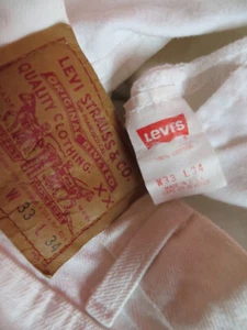Levi's 501 Jeans Hose W 33 ( 31 ! ) /L 34 Weiß ! White Denim MADE IN USA, KULT ! - Bild 1 von 3