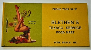 1948 Pin-up Calendario Blethen's Texaco Service York Beach ME NOS Nuova Stazione WOW - Foto 1 di 3