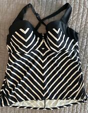 Swim by Cacique Tankini Top Size 40 DD Stripe swimsuit padded underwire