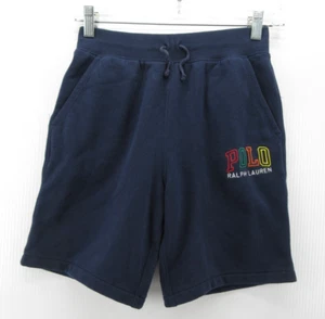 Ralph Lauren Polo Shorts Boys Medium Blue Sweatshorts Spell Out Red Pony Logo - Picture 1 of 10