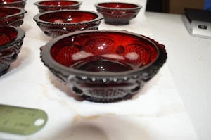AVON 1876 RUBY RED CAPE COD GLASS * SET OF 4 * DESSERT BOWLS Pristine! - Picture 1 of 3