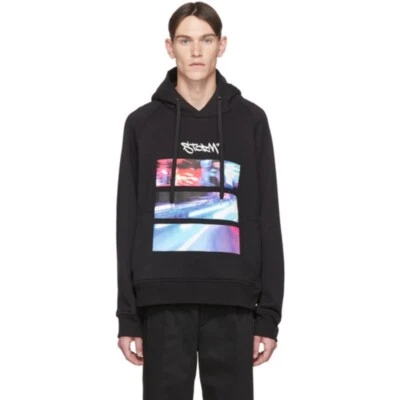 Sudadera con Capucha Neil Barrett City Lights Beefy Pre SS20 Negra Talla Grande Italia ¡Rara Difícil de Encontrar! Foto 1 de 4