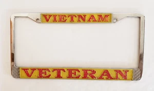 Vietnam Veteran License Plate Frame Chrome Red Lettering - Picture 1 of 5