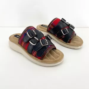 Marc Jacobs Women 37 US 7 Emerson Buckle Sport Sandals Red Platform Plaid NEW - Picture 1 of 5