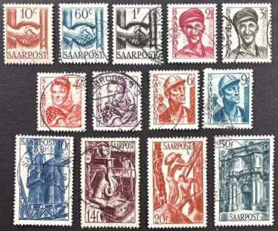 Saar 1948 Sc# 188-200 Used Set of 13 French Protectorate Stamps - Image 1 of 2