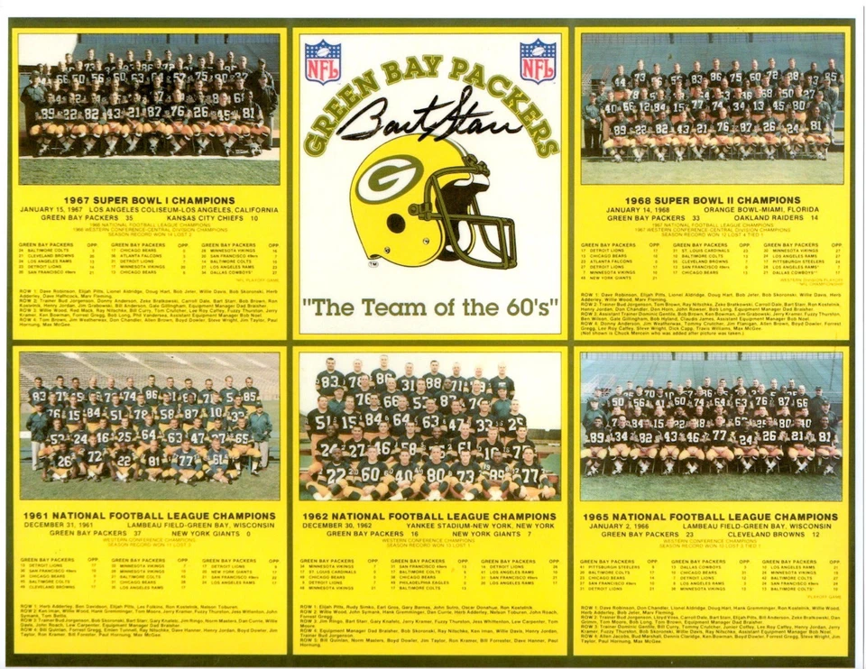  WORLD LEAGUE NFL CHAMPIONS GREEN BAY PACKERS TEAM 5 PHOTO COLLAGE SUPER BOWL - Image 1 of 1