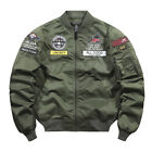 Mens Military Bomber Jacket Coat Air Force MA1 Flight Jacket Outwear Embroidery