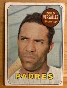 1969 Topps Zoilo Versalles Baseball Card #38 Padres Shortstop Poor Creased - Picture 1 of 2