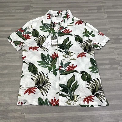 Cactus Man Floral Hawaiian Tropical Shirt Mens Size Medium Eco Viscose White $44 - Image 1 of 4