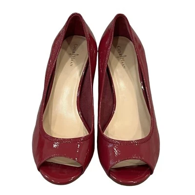 Zapatos de cuña Cole Haan/NikeAir Collaboration para mujer charol rojo punta abierta talla 10B Foto 1 de 4