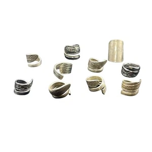 Lot of (10) Vintage Silverware Spoon Rings Silver Plate Stainless Sizes Vary Han - Picture 1 of 4