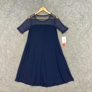 NEW Nina Leonard Womens Dress Size XS Blue A-Line Short Sleeve Stretch 13027 - Picture 1 of 12