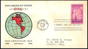 895-28 Pan American Union FDC / Linprint Cachet, OF, Addressed, Clean Cover - Picture 1 of 4