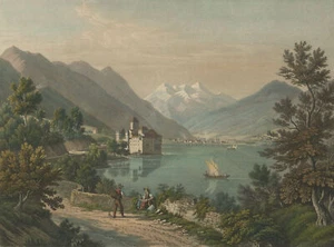 SCHWEIZ - "Chateau de Chillon" - kol. Stahlstich um 1860 - Picture 1 of 2