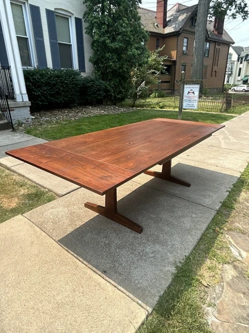 1960s George Nakashima Style Extending Trestle Walnut Dining Table Cover