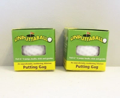 2 NOVAS BOLAS DE GOLFE UNPUTTABLE INCAPAZES DE COLOCAR OU ROLAR EM LINHA RETA MORDAÇA PRESENTE TRUQUE GOLFE - Imagem 1 de 4
