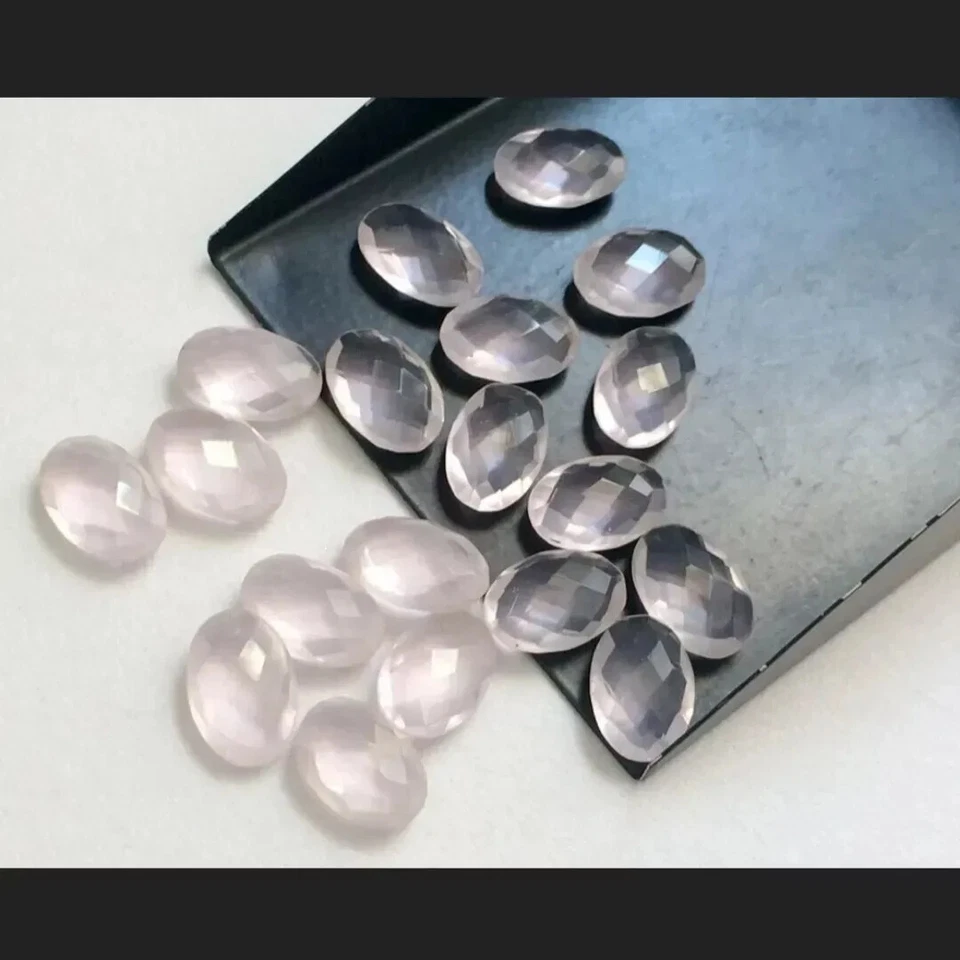 Piedras preciosas sueltas ovaladas de cuarzo rosa corte princesa excelente de alta calidad 18X13 12p Foto 1 de 1