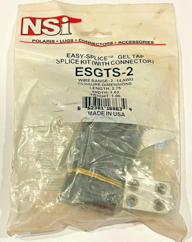 NEW NSI EASY-SPLICE GEL TAP 2 SPLICE KIT WITH CONNECTOR ESGTS-2 14-2AWG - Image 1 of 1
