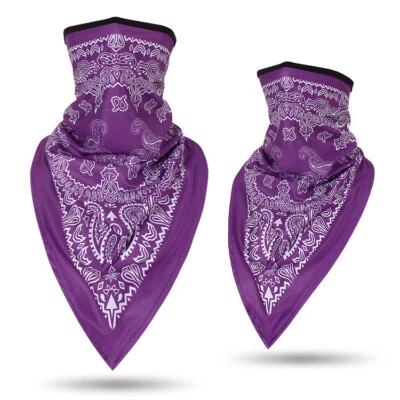 Máscara facial bandana balaclava proteção UV triângulo cachecol pescoço gaiter respirável - Imagem 1 de 4