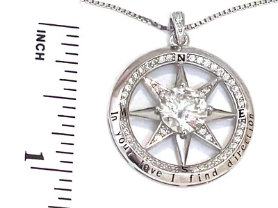 Joyería de brújula de diamantes certificada de 2 quilates para mujer "En tu amor encuentro dirección" Foto 1 de 4