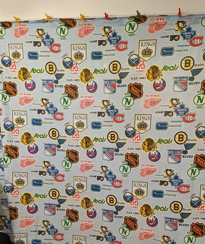 VTG 1970's NHL Hockey Teams Twin Size Flat Sheet - Seals North Stars KC Scouts Cover