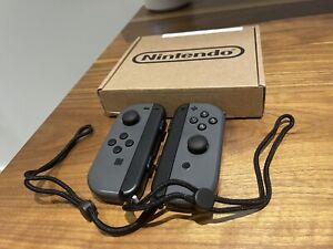 Brand New Nintendo Switch Grey Joy Con Controller Pair with Wrist Straps