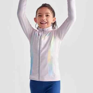 Kids Yoga Jacket Patchwork Gym Zip-up Wear Lightweight Girls Running Sport Coats - Picture 1 of 9