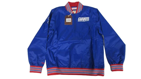New York Giants Mens Sizes Mitchell & Ness 1/3 Zip Blue Pullover Jacket $110 Cover
