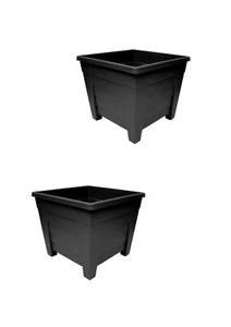 Vaso per piante in plastica Grosvenor nero quadrato 2 x 38 cm - Foto 1 di 4