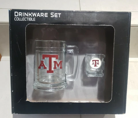 Texas A&M Aggies TAMU Glass Tankard Mug Stein & Shot Glass Boilermaker Set New! Cover