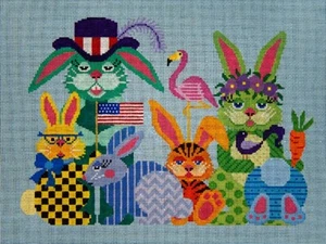 Needlepoint HandPainted JP Needlepoint Every Bunny 14x11 - Picture 1 of 4