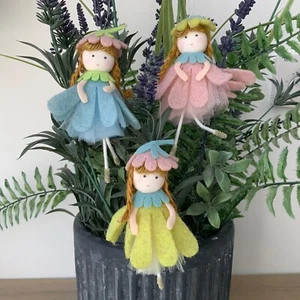 Felt Spring Flower Girl Hanging Decoration Easter Tree Gisela Graham Net Skirts - Picture 1 of 8