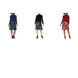 NWT DG2 By Diane Gilman Printed Twofer Turtleneck Sweater Dress. 725219 M L XL - Picture 1 of 18