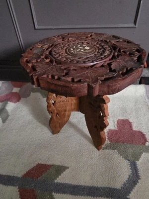 Flowerpot Stand Very Small Stool Hand Carved Stool - Image 1 of 4