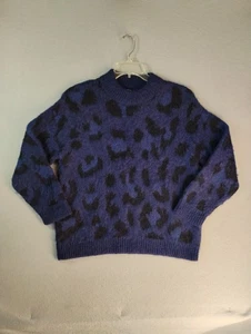 Kate Spade Wild Ones Pullover Damen Large Blau Leopard Strick Alpaka Wollmischung - Bild 1 von 9