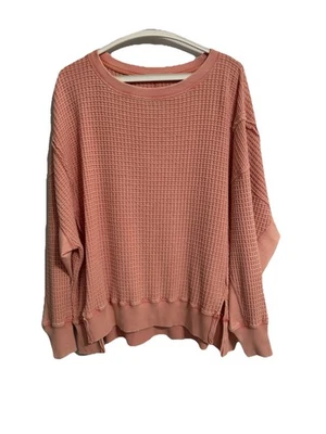 American Eagle большой серьезно жил в лосося вафли вязаный верхний пуловер новый с Ярлыками $49 - Изображение 1 из 4