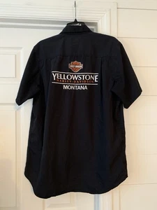 Harley Davidson Mens SS Button Down Shirt Large Yellowstone Montana Embroidered - Picture 1 of 5