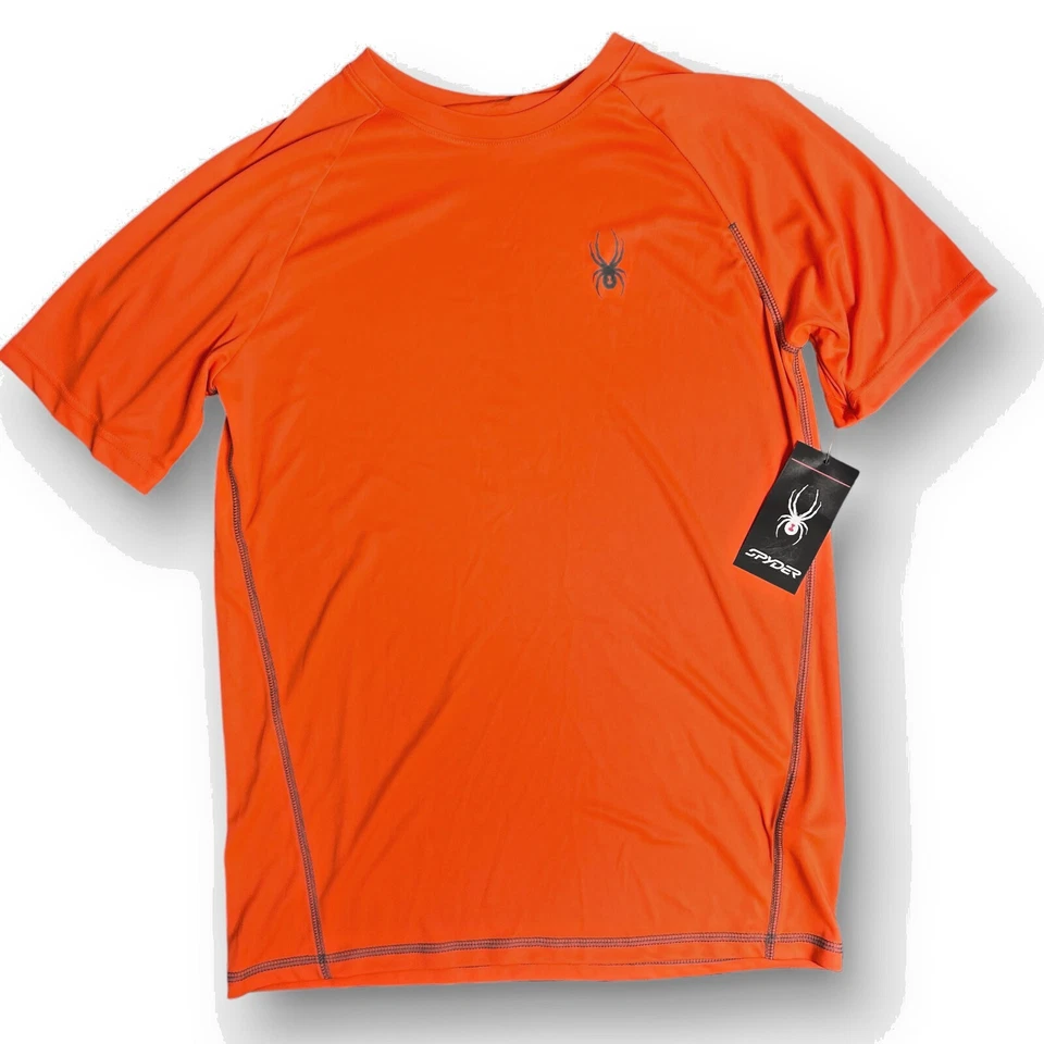 ¡NUEVO! Camiseta Spyder Secado Rápido Niños 14/16 (YLG) Juvenil Naranja Manga Corta Camiseta Foto 1 de 1