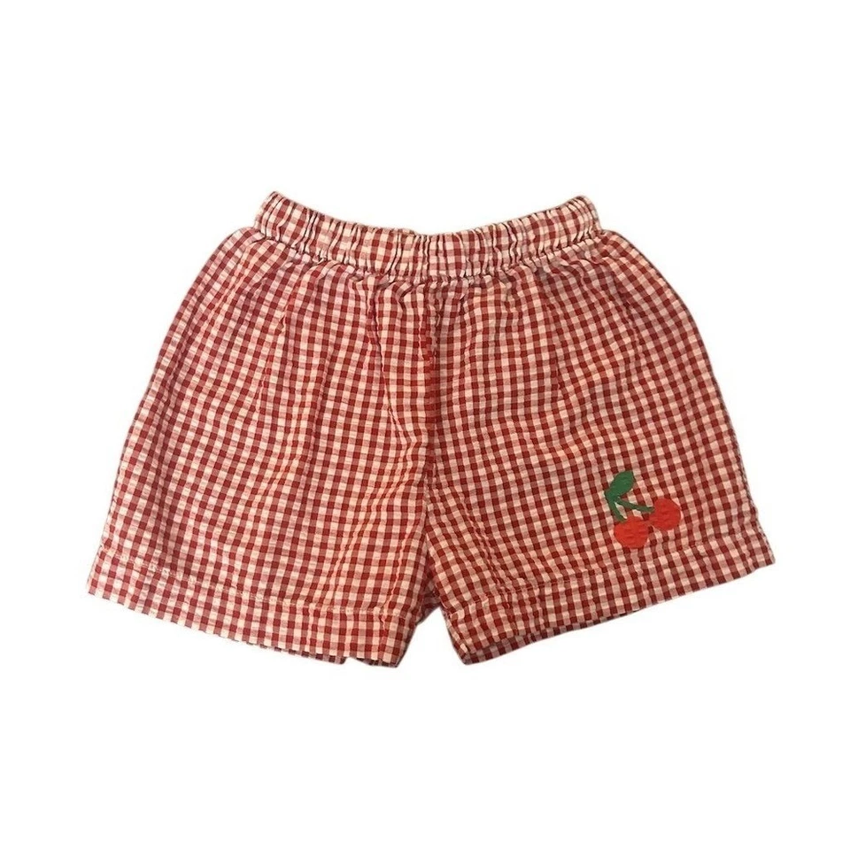 VTG Y2K 90s Disney Pooh Red Gingham Shorts Cherry Embroidery Sz 4T Summer - Image 1 of 4