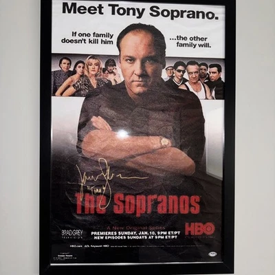 Póster autografiado de James Gandolfini Los Soprano temporada 1 HBO 32x22 PSA lienzo Foto 1 de 4