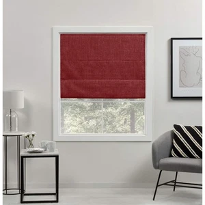 Acadia 100% Blackout Polyester Roman Shade, 31"x64", Red - Picture 1 of 12
