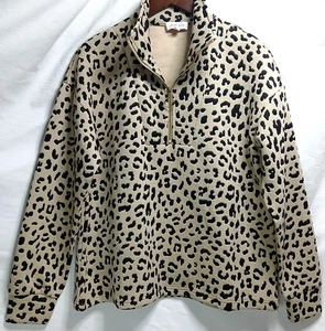 Jess Lea Women’s L Leopard Print Quarter Zip Pullover Sweatshirt Top NWOT - Picture 1 of 10
