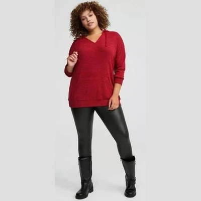 Torrid Plus Size 3X Red Relaxed Super Soft Plush Tunic Hoodie Pockets Cozy - Image 1 of 4